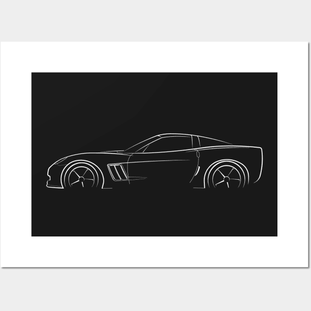 Chevy C6 Corvette - profile stencil, white Wall Art by mal_photography